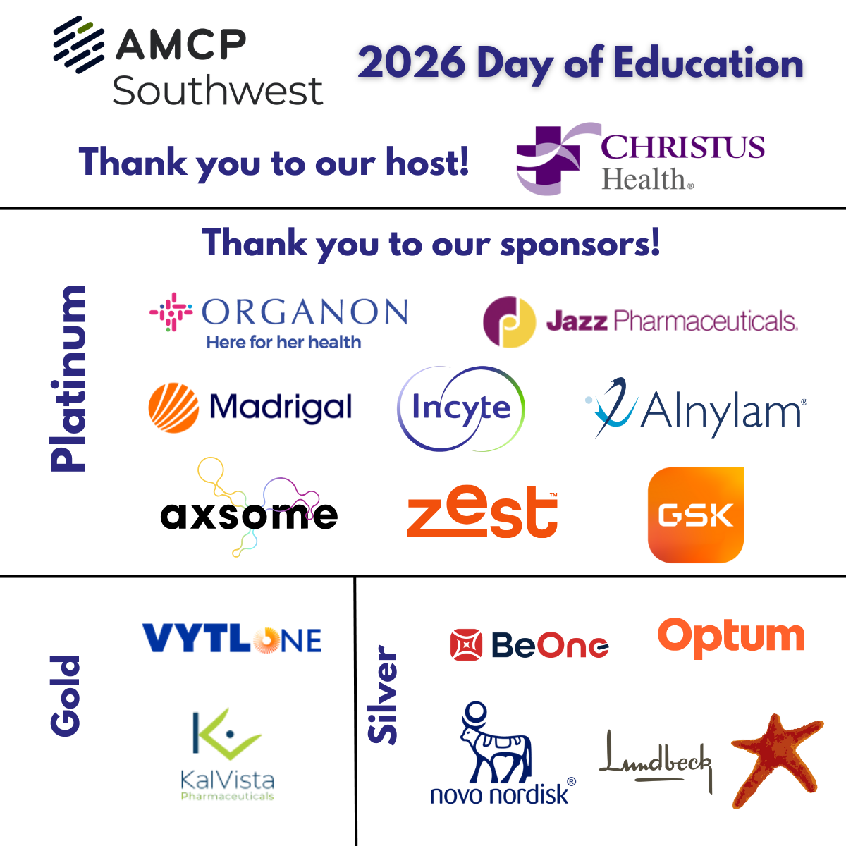 AMCP Southwest Day of Ed Sponsors Jan 2026