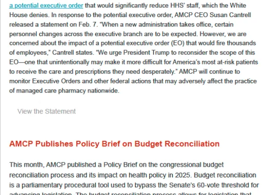 AMCP Legislative & Regulatory Briefing — February – Preview Image