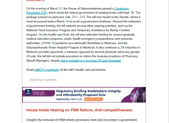 AMCP Legislative & Regulatory Briefing — March – Preview Image