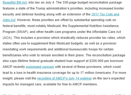 Overview of leg reg newsletter july 2025