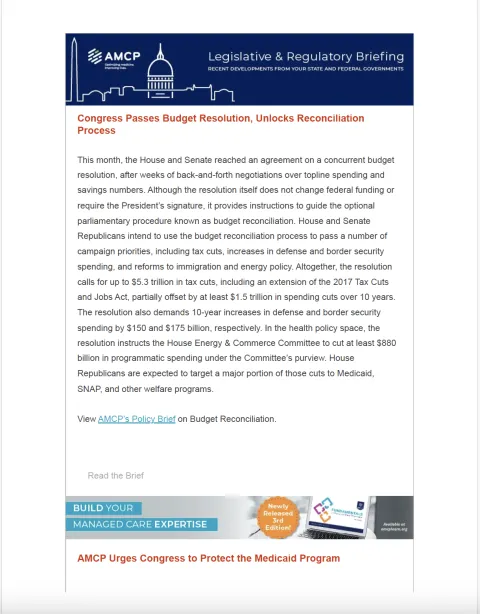 AMCP Legislative & Regulatory Briefing — April – Preview Image