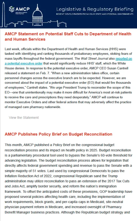 AMCP Legislative &amp; Regulatory Briefing — February – Preview Image