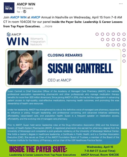 AMCP CEO Susan Cantrell at WIN event in Nashville